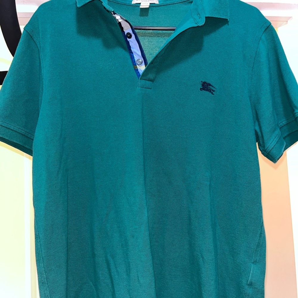 Burberry Teal Polo Shirt for Men